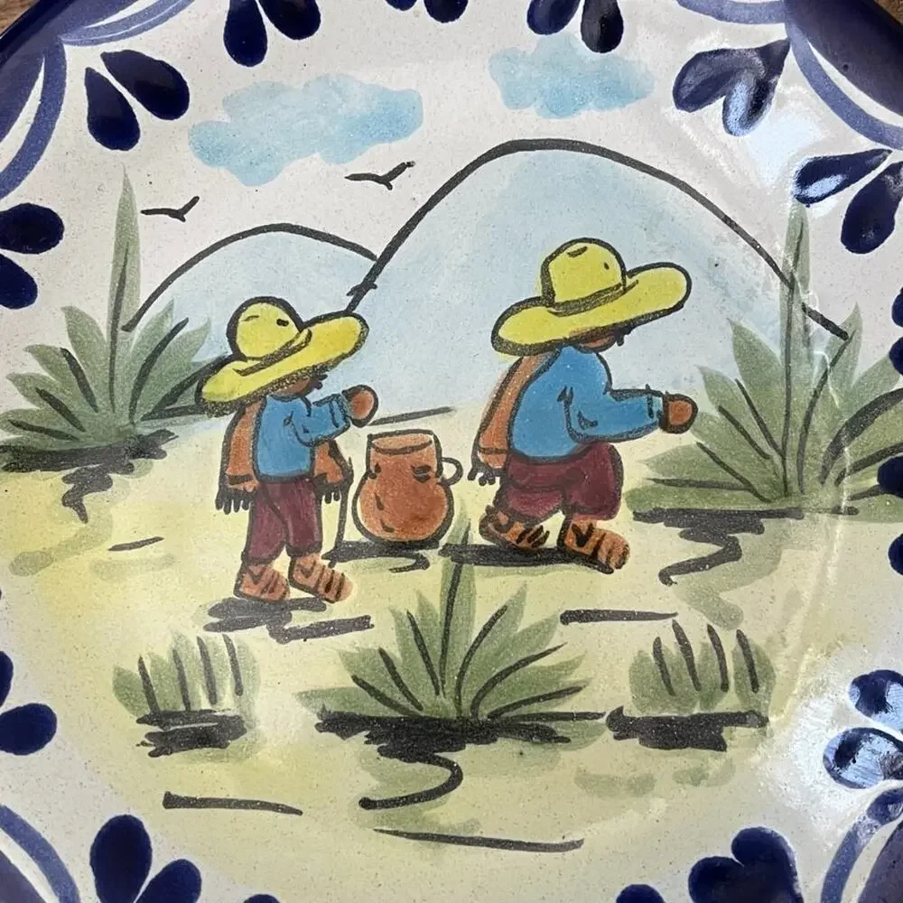 Vintage Hand Painted Ceramic Plate Lead Free Made in Mexico